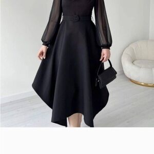 Black Dress with Sheer Sleeves Size Large